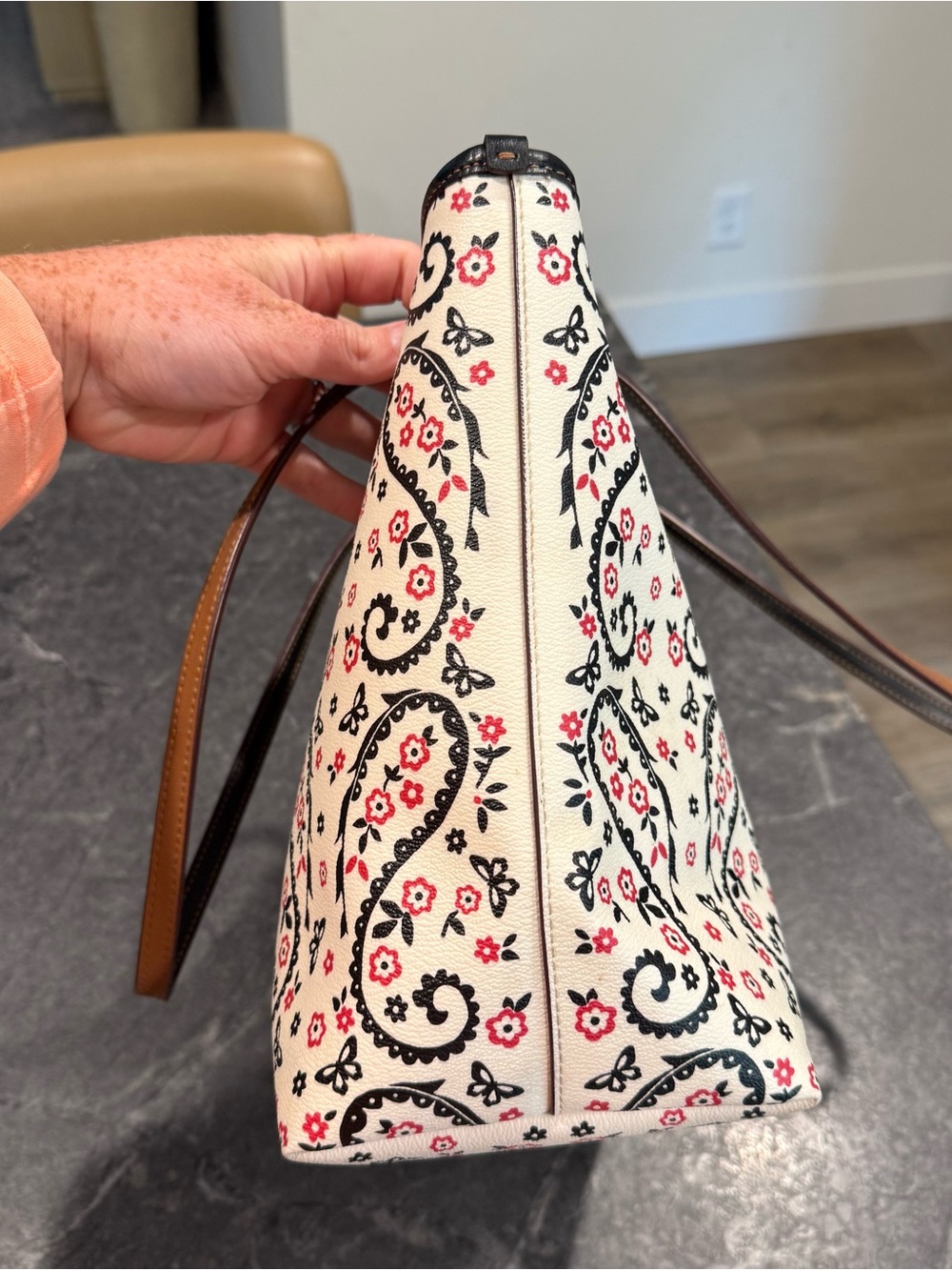 Coach City tote zip bag F59329 bandana butterfly white purse - Picture 8 of 13
